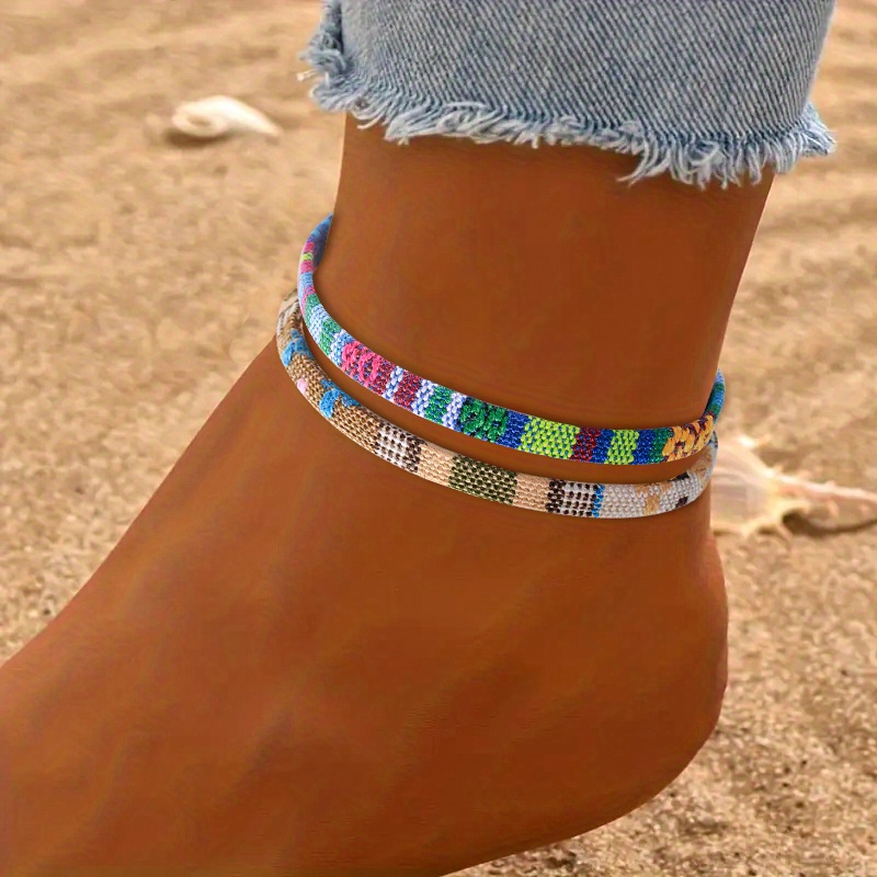 2pcs Bohemian Style Summer Beach Anklet Set